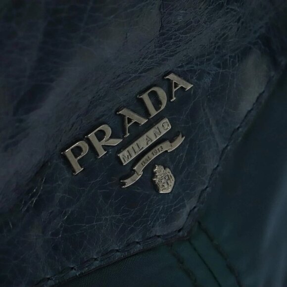 PRADA Hand Bag Nylon Leather Blue Silver Auth BA3485V - Picture 11 of 16